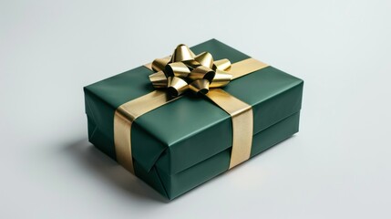 Obraz premium Green Gift Box with Golden Bow