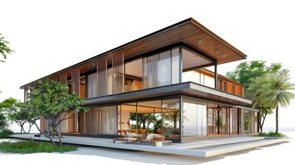 Fototapeta premium Modern House with Tropical Views