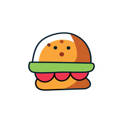 Colored burger icon, vector food illustration isolated on white background.