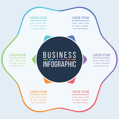 Infographic business design 6 steps, objects, elements or options business information circle infographic template