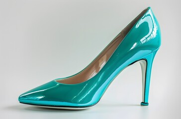 Shiny teal high heel shoes for women, stylish and elegant for any party or event.

