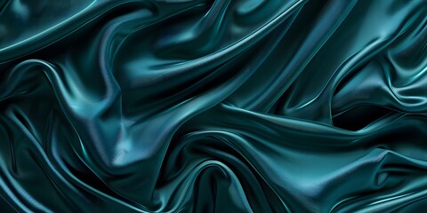 Obraz premium Elegant Dark Teal and Green Silk Background with Waves