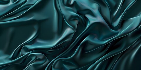 Obraz premium Elegant Dark Teal and Green Silk Background with Waves