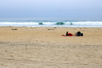 Fresh morning breeze pushing waves to Pacific Beach, San Diego, California