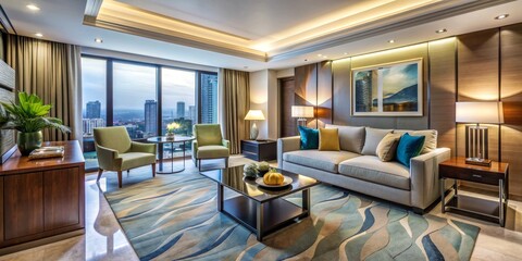 Modern hotel building apartment interior with luxurious design and amenities, hotel, building, apartment, modern