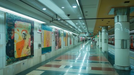 Artistic Metro Station Gallery Showcasing Local Artists' Vibrant and Engaging Work