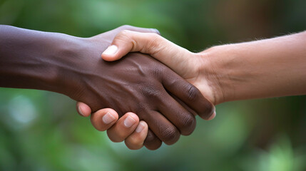 Unity in Diversity: Close-up Handshake Between Multicultural Business Partners Signifying Respect and Understanding in Cross-Cultural Interactions