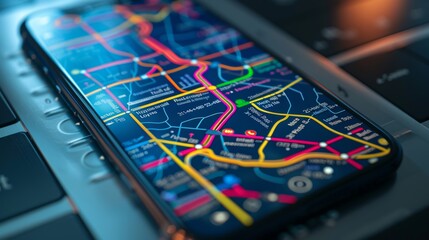 Interactive Metro Map Application Displayed on Smartphone for Easy Route Planning and Navigation