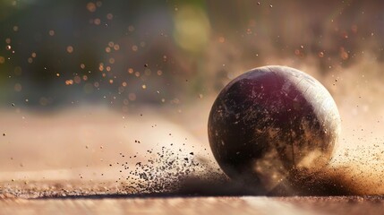 A Close-Up Shot of a Shot Put Landing on a Sandy Track During a Competition