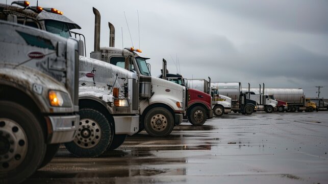 Fuel Trucks Parked at Distribution Center During Gasoline Shortage - Logistics and Supply Chain Impact