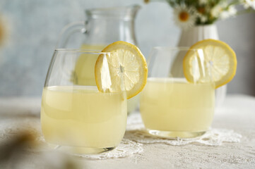 Fresh natural whey in a glass - protein rich healthy nutritional supplement