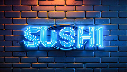 Obraz premium Neon sign with the text SUSHI