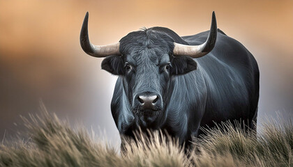 Naklejka premium Photograph of a bull looking straight ahead