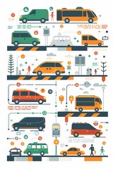 Naklejka premium Creating an Efficient Carpool Schedule: Infographic for Gasoline Conservation and Eco-Friendly Commuting.