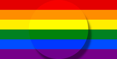 circle with shadow over background of LGBTQ as Lesbian, gay, bisexual, transgender and queer as LGBTQ +