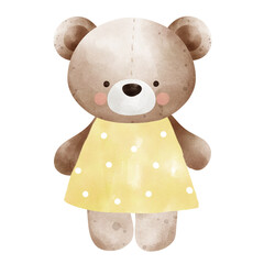 teddy bear watercolor cute baby bear.
