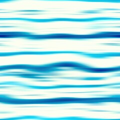 Modern summer thin line striped blur wash seamless pattern background for trendy beach wear and coastal living designs. Repeatable alcohol ink bleed effect in blue white indigo colors