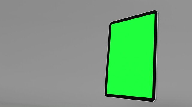 Tablet computer rotation animation with green screen. Tablet pc motion graphic mockup isolated on white background