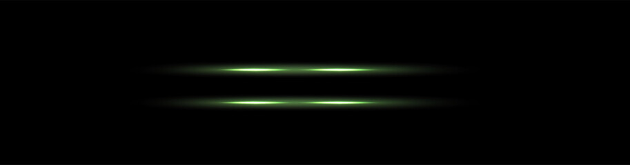 Parallels neon laser beam, Shiny explosions of Flash light. Green luminous ray lines with glowing light effect. hi-tech design elements, Futuristic eps isolated on transparent background. Vector