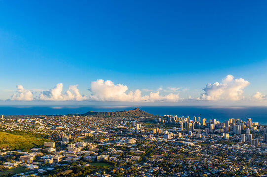 View of East Honolulu, Mānoa, and Waikīkī from Pu'u 'ōhi'a Mount Tantalus on O'ahu, Hawai'i