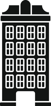 recommend clip art: Dutch traditional narrow brick house facade with gable roof, black and white illustration