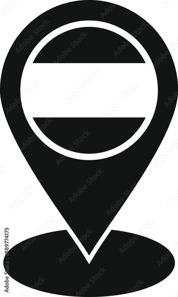 Poster black map pin pointing a location with a blank flag for your text