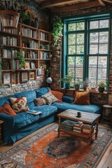 Fototapeta premium Boho Living Room Ideas: Choosing the Right Bohemian Rug