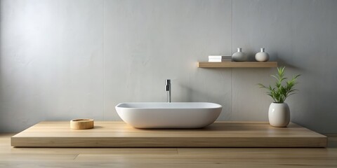 Fototapeta premium Minimalist bathroom with an empty soap dish , modern, clean, simple, white, interior, design, empty, bath