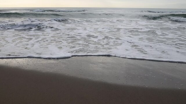 Waves on a rocky beach. Ocean coastline. Stop motion moving image clip mp4. Santa Severa, Italy - Italia