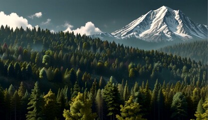 Seamless Transition from Mountain Terrain to Forest Terrain