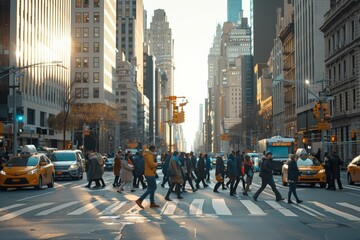 People Crossing the Pedestrian Crosswalk