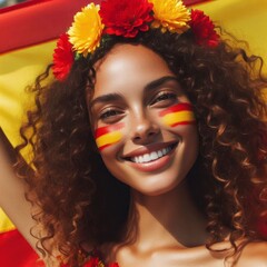 Spain flag and Spanish woman
