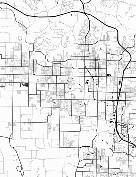 Minimalist white map of Bentonville, Arkansas &ndash; A modern map print highlighting infrastructure of the city, useful for tourism purposes
