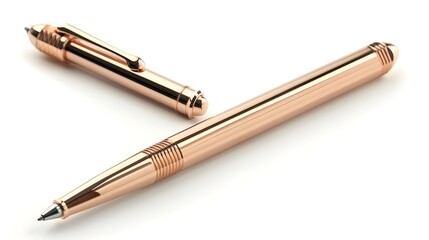 Naklejka premium A sleek rose gold ballpoint pen, combining elegance and functionality for writing.