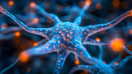 Neuron in blue light - Medical imagery