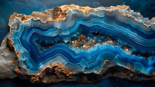Colorful blue agate crystal stone background