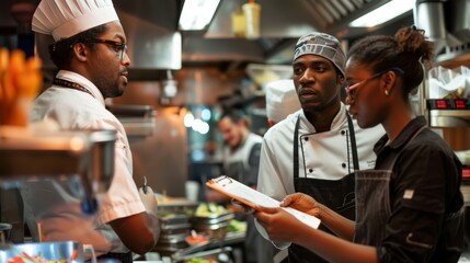 Health Inspectors Examine Fast Food Kitchen for Compliance Violations Amid Concerned Staff