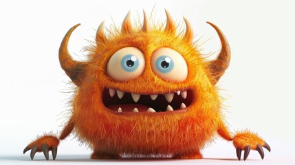 Cute 3D cartoon monster with colorful background. This character could be related to animation, children’s media, or character design.