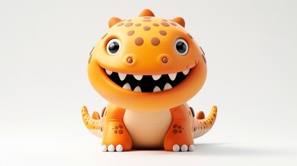 Fototapeta premium Cute 3D cartoon monster with colorful background. This character could be related to animation, children’s media, or character design.