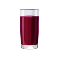 Full glass of pink juice isolated on white background. Vector illustration in flat style with drink. Clipart for card, banner, flyer, poster design