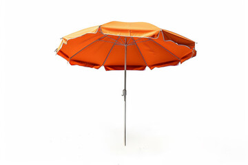 Obraz premium Orange beach umbrella parasol isolated on white background. Summer concept