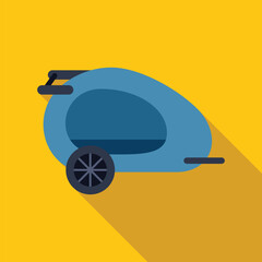 Blue bike trailer for transporting one or two children, ideal for family bike rides