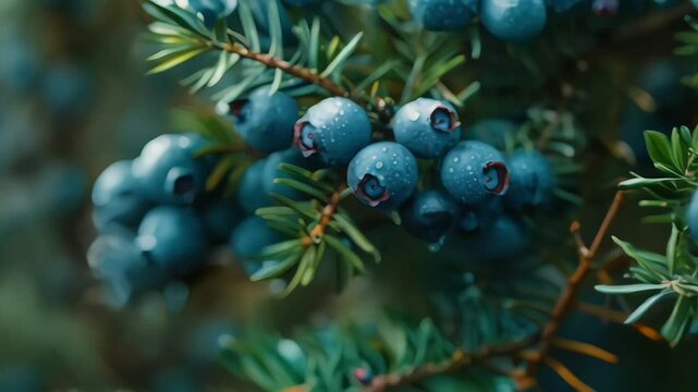 A fresh juniper berry on the branch