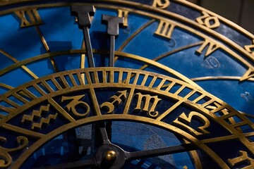 Old astronomical clock detail
