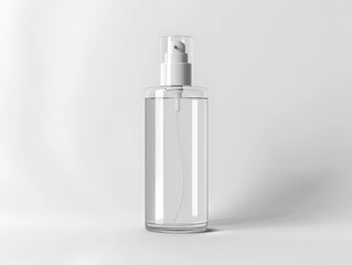 Single transparent glass cosmetic bottle mockup isolated on white background. AI generated