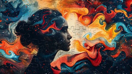 A vibrant abstract image featuring a silhouette filled with swirling colors, perfect for creative, art, and design-themed projects.