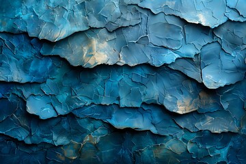 Fototapeta premium A close-up of a blue abstract texture with layered patterns, perfect for backgrounds, design, and artistic-themed projects.