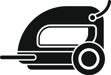 Simple black icon of an electric iron used for pressing clothes and removing creases