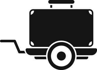 Simple icon of an empty baggage cart waiting to be loaded with luggage at the airport