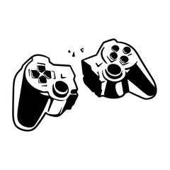 Silhouette of a Broken Joystick Icon Vector Illustration